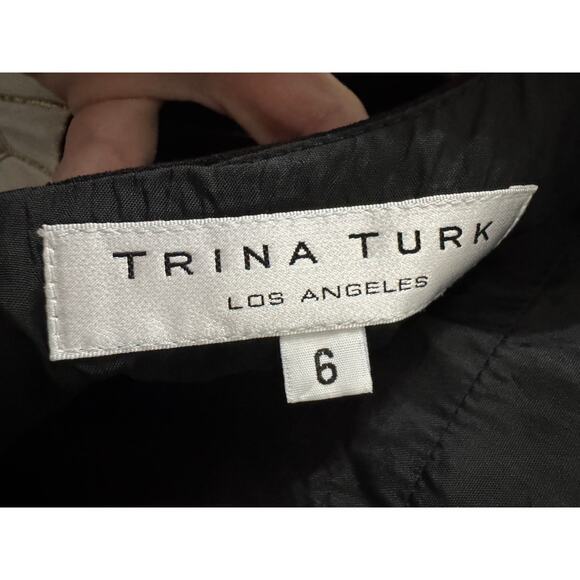 Trina Turk Sleeveless Sheath Dress Gold Accents Size 6 - Picture 6 of 7